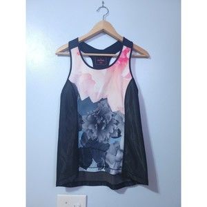 Ted Baker Black Floral Racerback Tank Women's Size Small